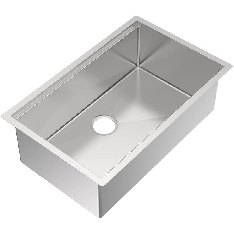Whitehaus WHSW3019 30" Undermount Single Basin Stainless Steel Modern - Brushed Stainless Steel