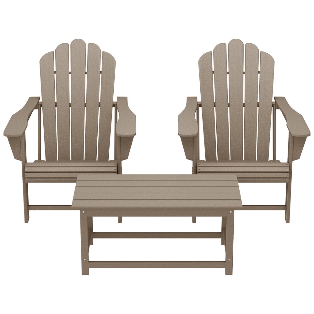 Aderson Outdoor Poly Adirondack Chair Set with Coffee Table