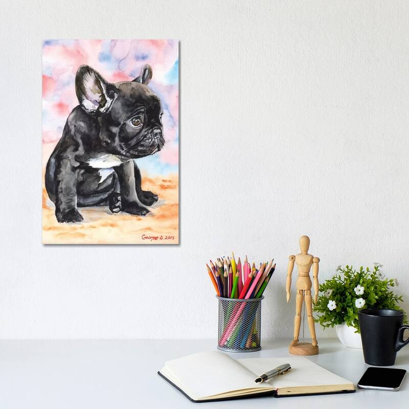 iCanvas "French Bulldog Puppy II" by George Dyachenko Canvas Print - 12x8x0.75