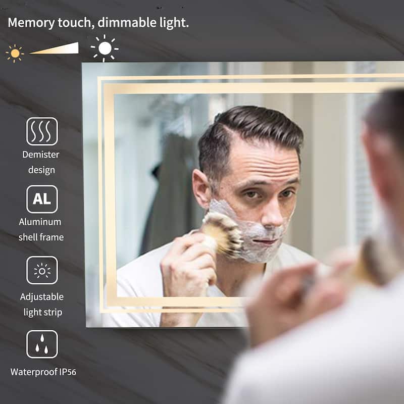 1600*800mm Jumbo Led Lighted Backlit Bathroom Mirror with Anti-Fog & Memory Function, 3 Color Lighting - 160x80cm