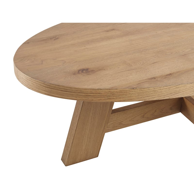 BoHo Modern Natural Wood Oval Coffee Table