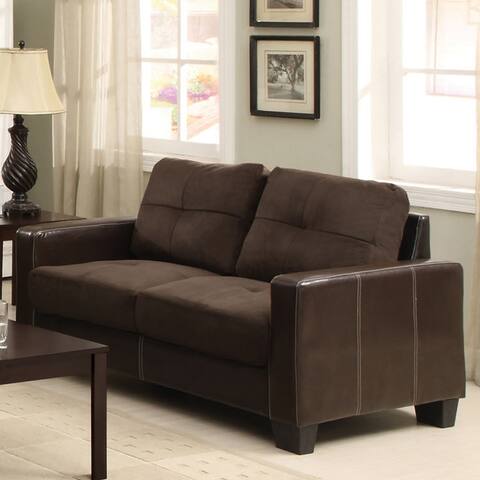 Furniture of America Aston Contemporary Chocolate Microfiber Loveseat