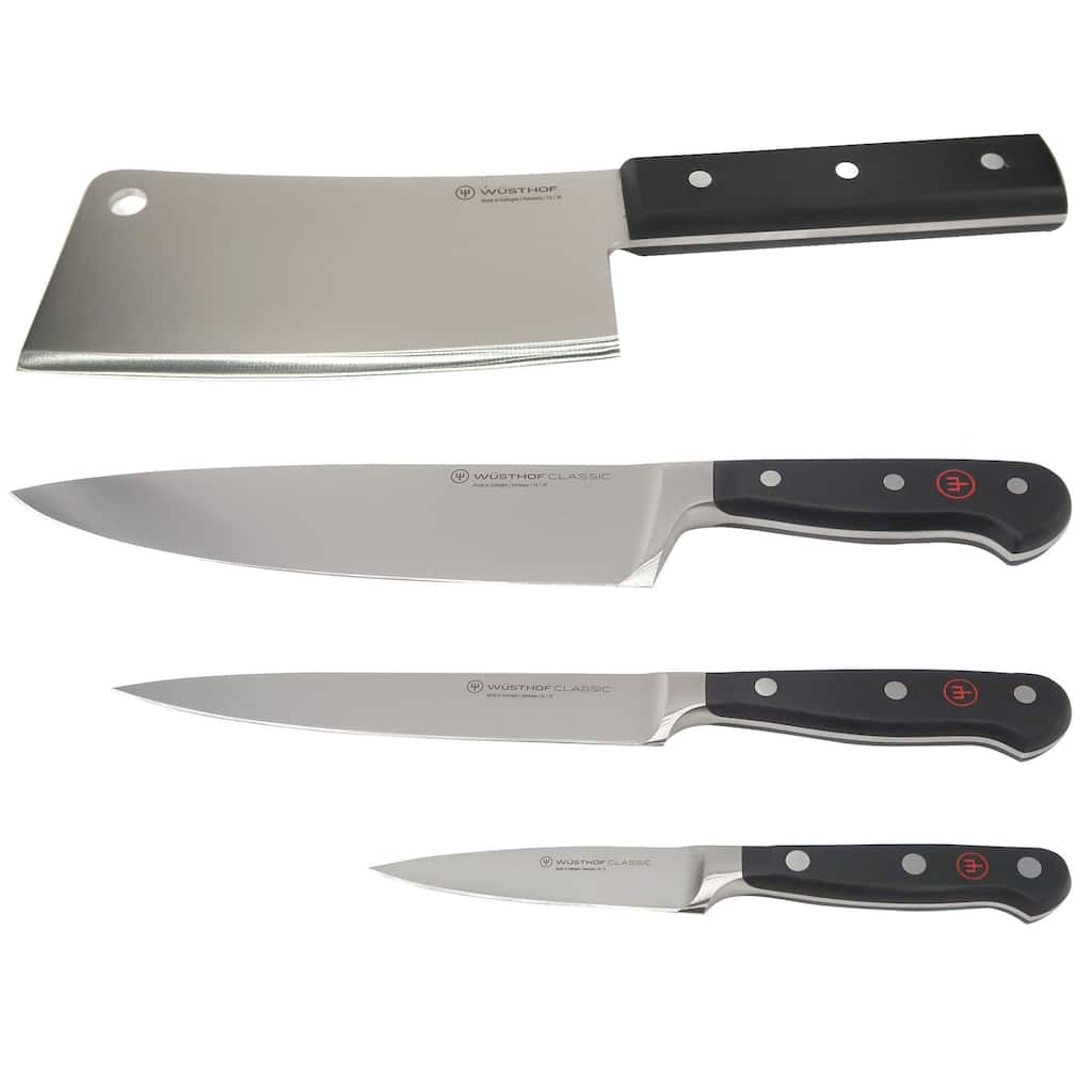 Wusthof Classic 3-Piece Chef's Knife Set #1120160301 + WÜSTHOF Classic 6" Cleaver Knive, Black