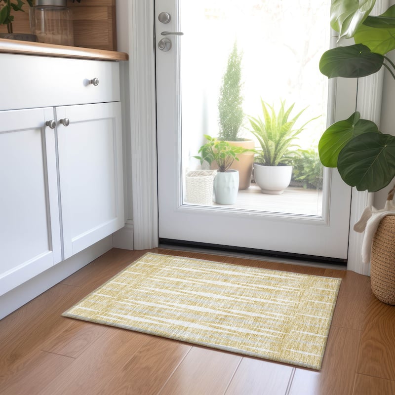 Machine Washable Indoor/ Outdoor Chantille Mosaic Contemporary Rug