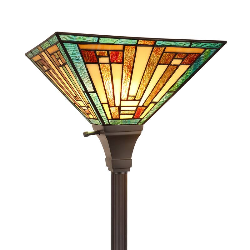 Tiffany-Style 1-Light Torchiere Floor Lamp 12" Shade