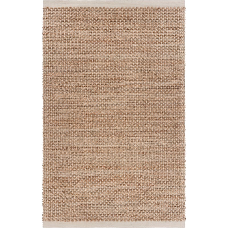 Sevita Organic Jute Bordered Area Rug, Tan and Off-White