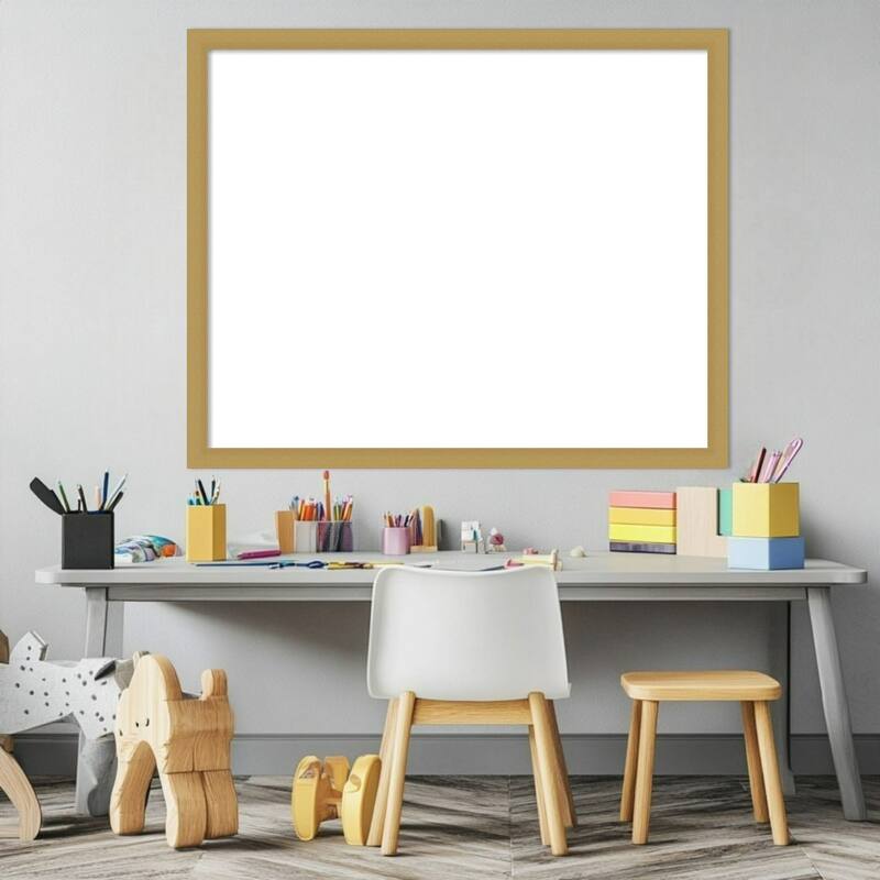 Amanti Art Grace Brushed Gold Narrow Framed Dry Erase Magnetic Board