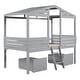 preview thumbnail 7 of 10, Contemporary Twin Size Low Loft Wood House Bed with Two Drawers, Sturdy Construction & Unique Design, Maximized Space, Grey