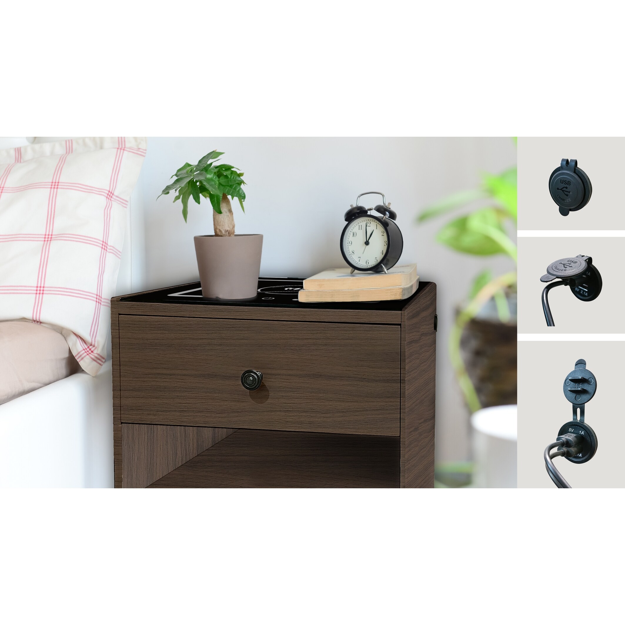 Night stand with light and usb outlet