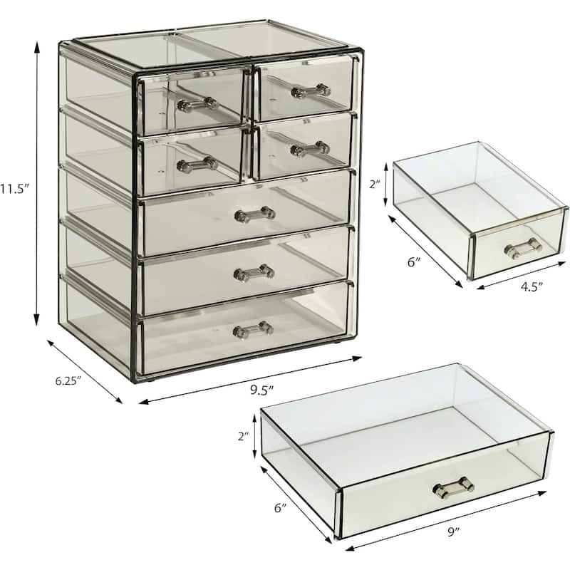 Sorbus Cosmetics and Jewelry Big Storage Case Display - Stylish Vanity, Bathroom Case (3 Large, 4 Small Drawers)