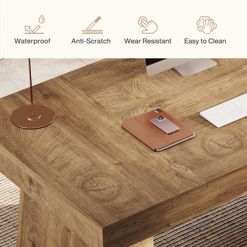 55" Modern Executive Desk, Large Home Office Desk with Double Pedestal