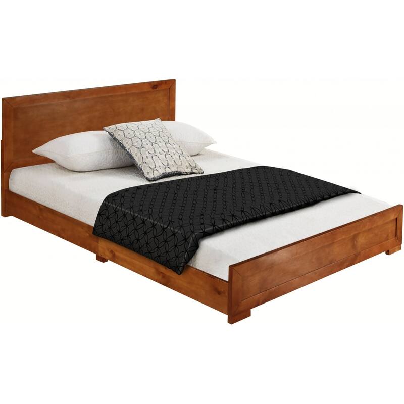 Wood Queen Bed Frame with Headboard and Solid Panel Design