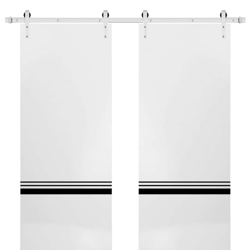 Sturdy Double Barn Door 36 x 80 with Planum 0012 White Silk with 13FT - 36" x 80" ( 2* 18x80)
