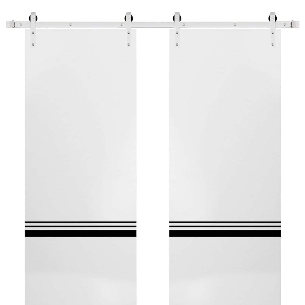 Sturdy Double Barn Door 36 x 80 with Planum 0012 White Silk with 13FT