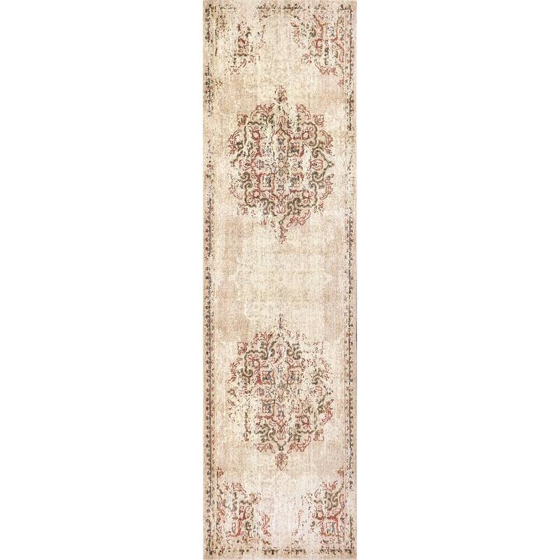 Alora Decor Euphoria Medallion Wool Rug - 2'6" x 10' - Light Beige