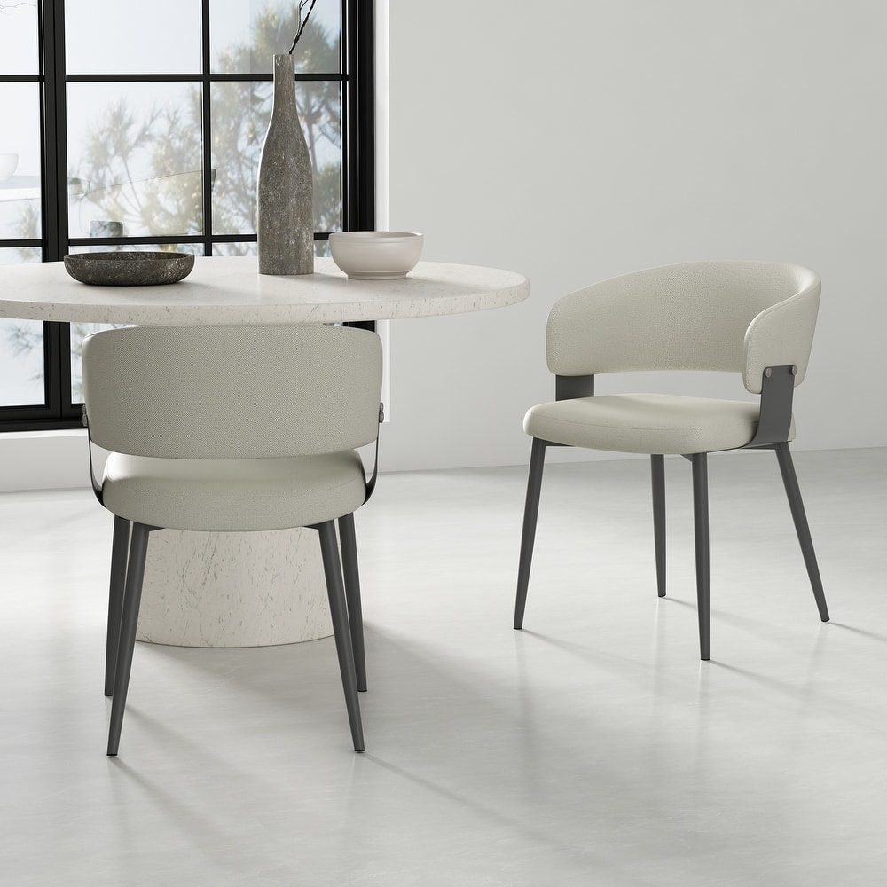 Manhattan Comfort Luce Stone Grey Textured Leatherette Dining Chair