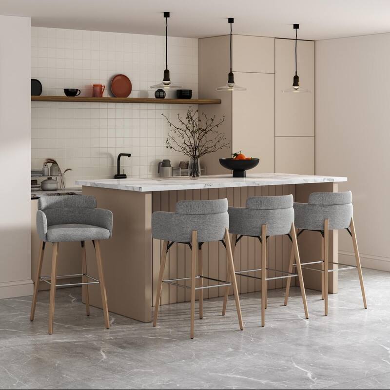 30''H Bar Stool With Solid Wood Frame And Foam Seat (Set of 2)