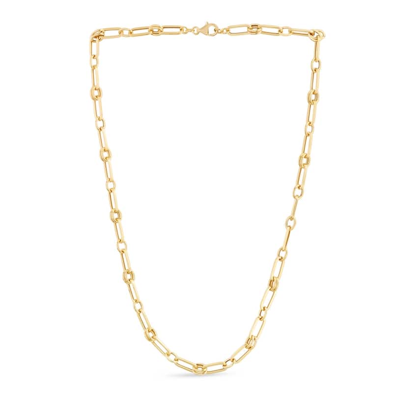 Curata 14k Yellow Gold 7.5" Paperclip Rondel Link Bracelet