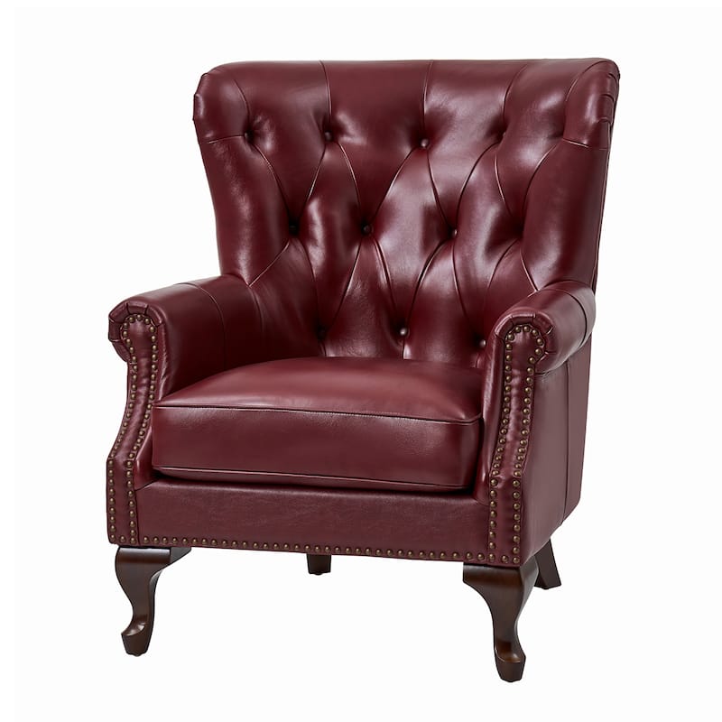 Gerhard Genuine Leather Armchair with Nailhead Trims and Removable Cushion by HULALA HOME