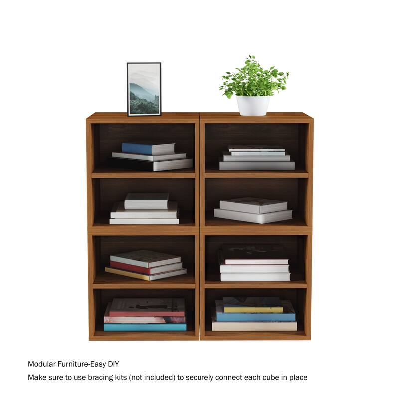 Hastings Home Stackable Modular Cube End Table Contemporary Minimalist Modular Accent Piece with 2 Shelves
