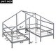 preview thumbnail 5 of 9, Double Twin Size Triangular House Kids Beds Frame with Built-in Table, Grey