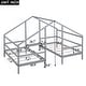 preview thumbnail 16 of 20, Double Twin Size Triangular House Kids Beds Frame with Built-in Table for Shared Space, Solid Pine Construction, White