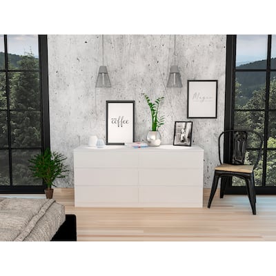 Waterville 6-Drawer Rectangle Dresser White