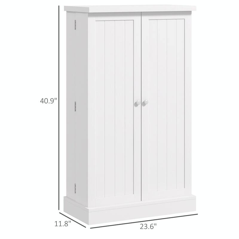 41" Freestanding Kitchen Pantry Storage Cabinet with Double Doors, 5-Tier Shelving, and Adjustable Shelves