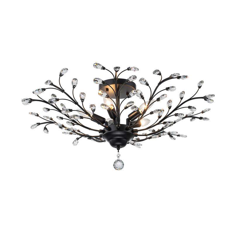 Starsky 5-Light Vintage Crystal Branch Semi-Flush Mount