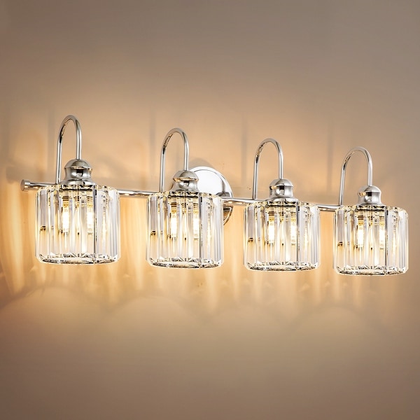 3 4 Light Modern Glam Linear Dimmable Crystal Bathroom Vanity Lights Over Mirror On Sale Bed Bath Beyond 40692667