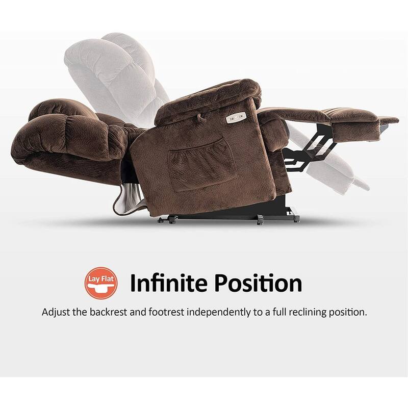MCombo Infinite Position Dual Motor Lift Chair with Power Headrest for Elderly People, Extended Footrest, Fabric