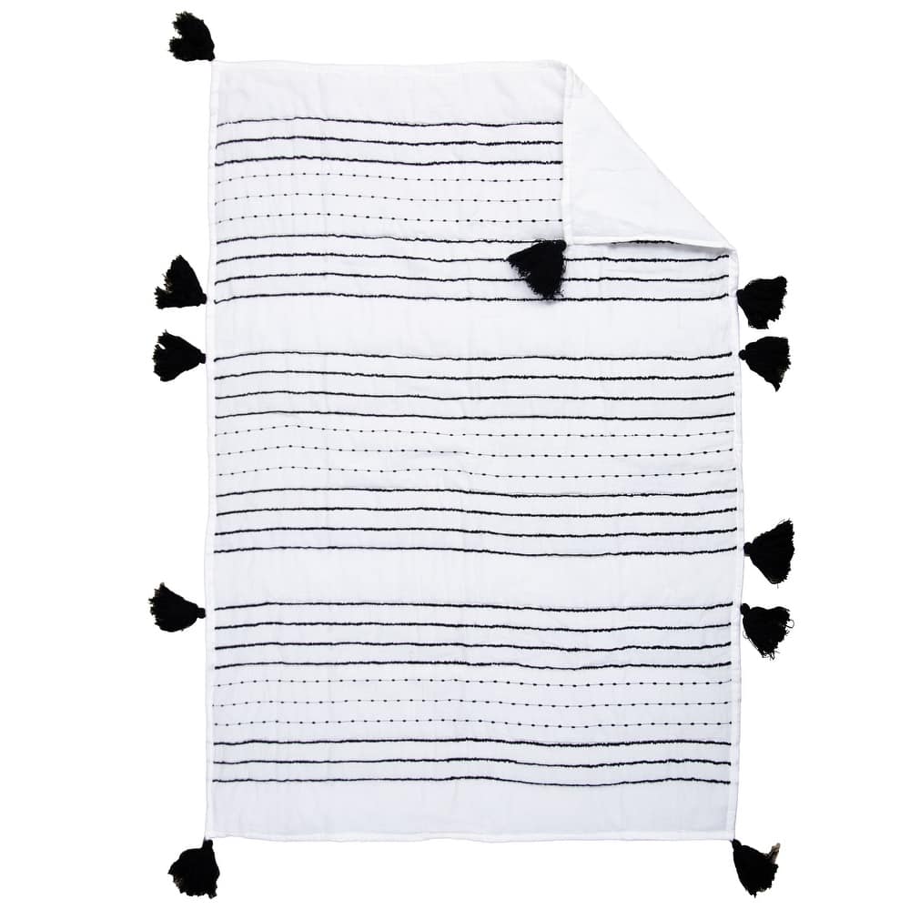 Rizzy Home Rowan Embroidered Striped Crib Quilt - 38" X 50"