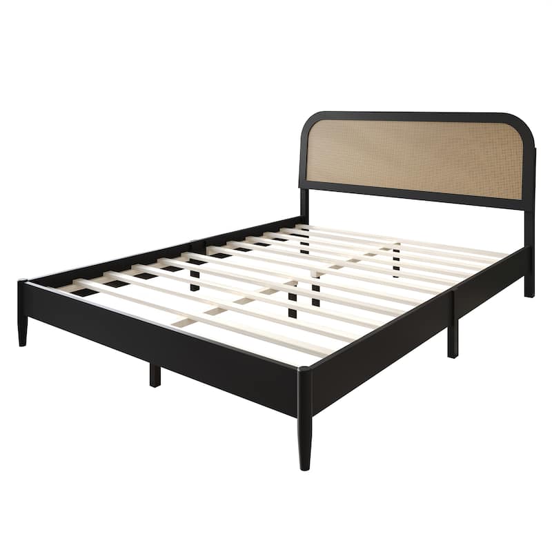 Craftporch Rustic Wooden Platform Bed with 2 Nightstand