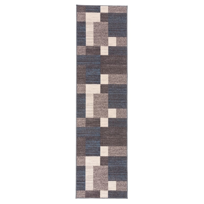 World Rug Gallery Modern Boxes Design Non-slip (Non-skid) Area Rug