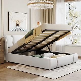Queen size Black Faux Leather Upholstered Platform Bed main image 1