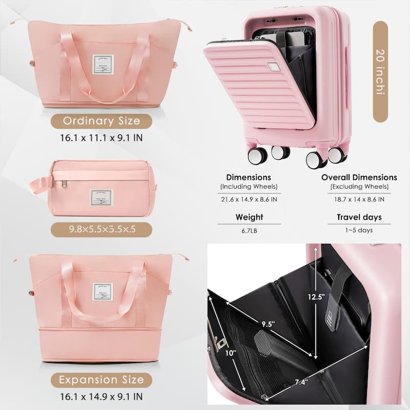 4-Piece Luggage Set with USB Charging Ports