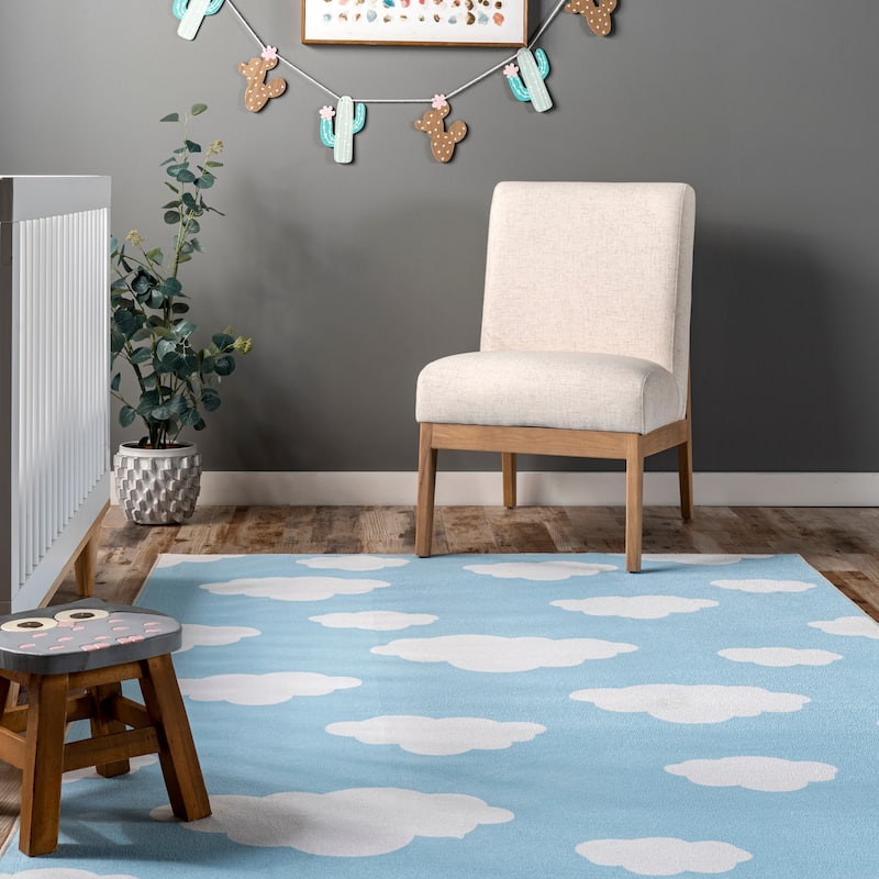 Nuloom Lilia SpinClean Machine Washable Kids Cloud Area Rug