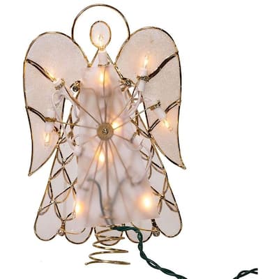 Kurt Adler 9.5-Inch UL 10-Light Capiz Angel Treetop - 9.5"