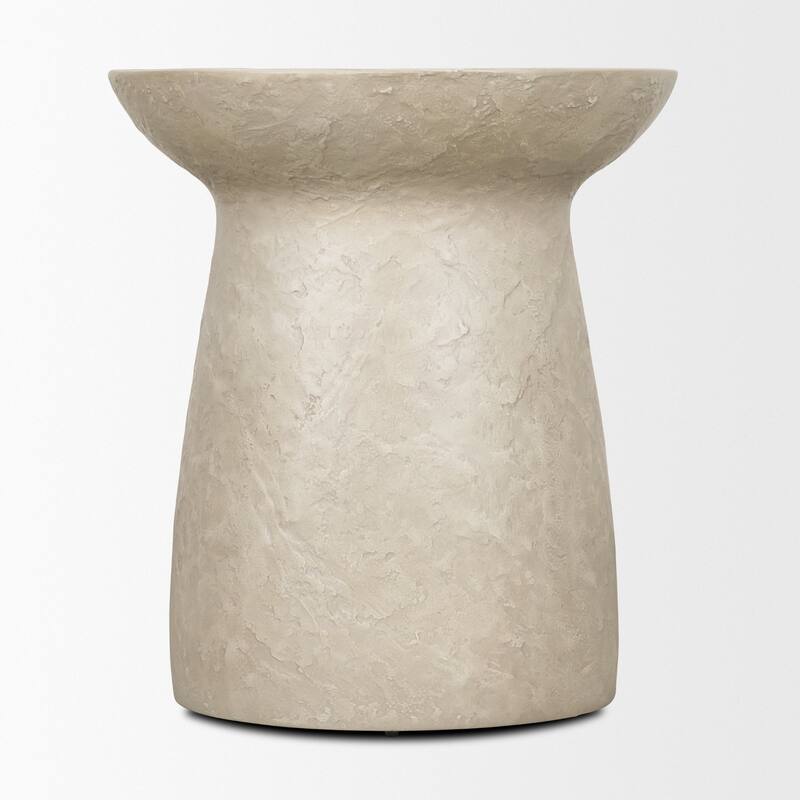 Mesa Round Stone Finish Pillar Accent Table