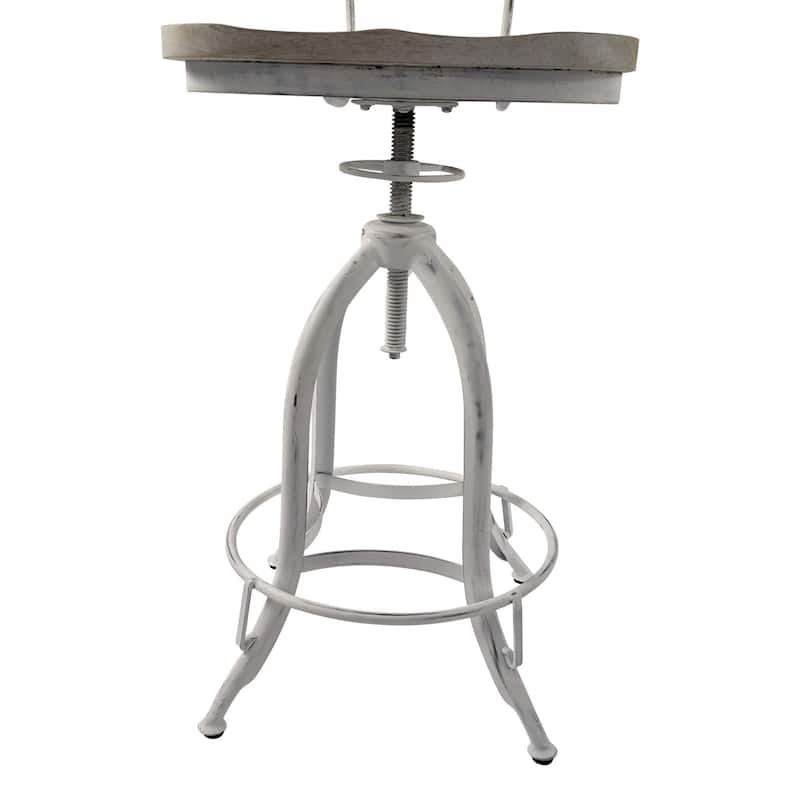 Adjustable Barstool with Curved Seat Back - 38.25" - White