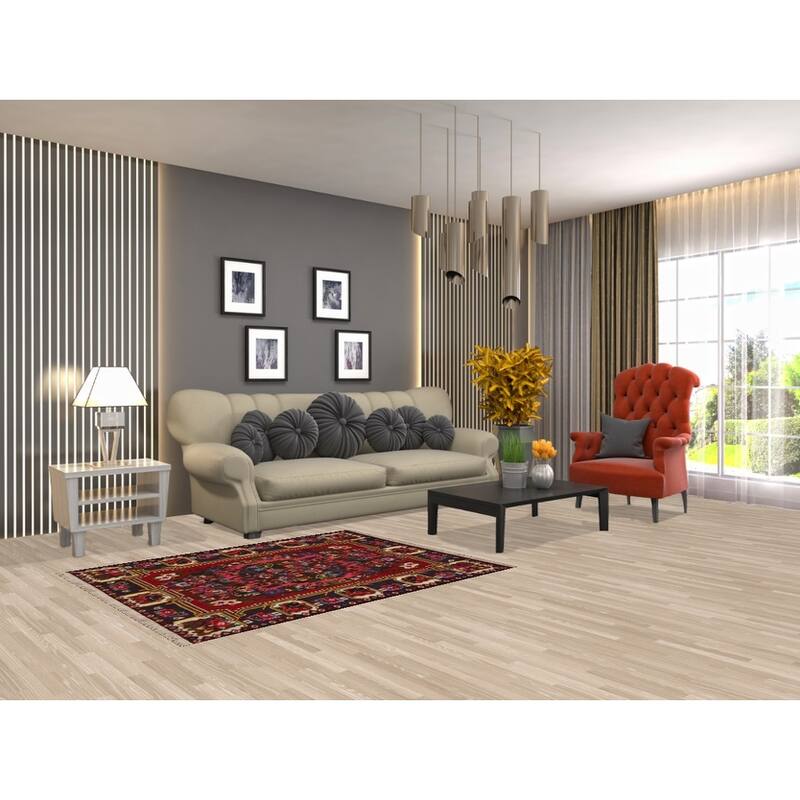 Hand Knotted Oriental 100% Wool Carpet Traditional Floral Pink Bakhtiari Area Rug - 4' 10'' X 3' 9''