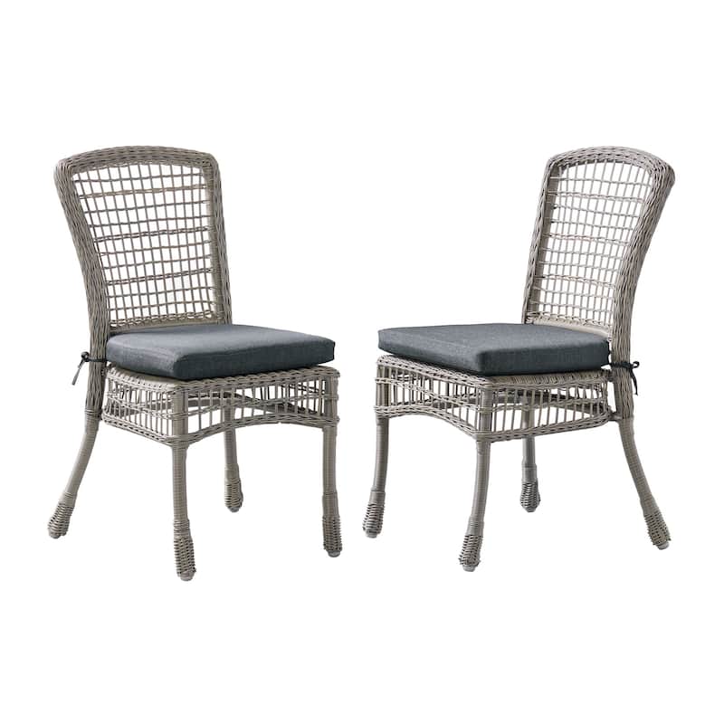 Asti All-Weather Wicker Outdoor 37"H Set of Two Dining Chairs with Cushions