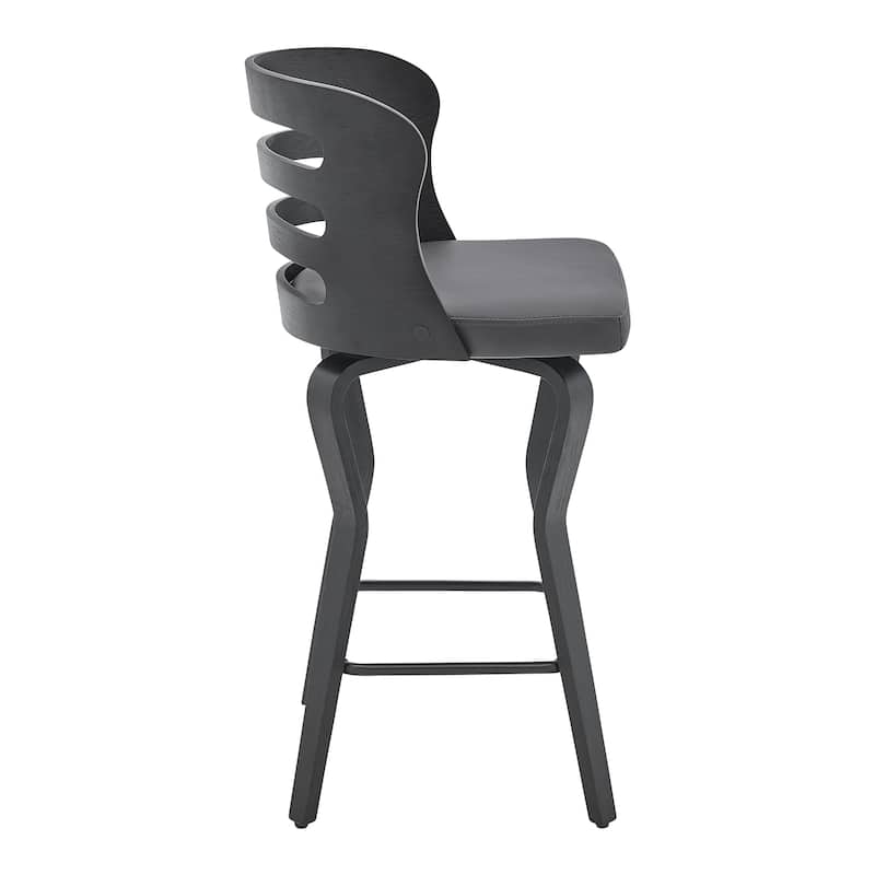Verne 26" Swivel Faux Leather and Wood Bar Stool - Counter Height - 23-28 in.