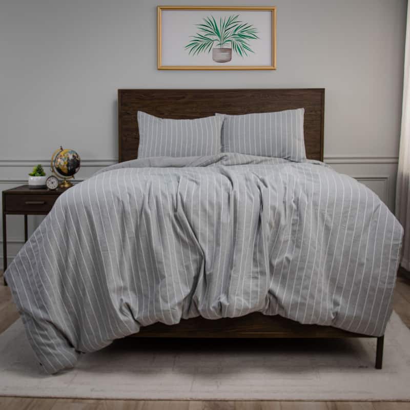 Rizzy Home Willow Lane Recycled Cotton Striped Comforter Set - Grey - King