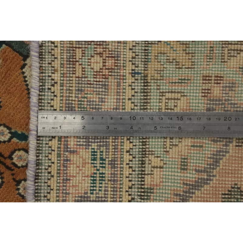 Hand Knotted Oriental 100% Wool Carpet Traditional Floral Oranges & Rust Tabriz Area Rug - 4' 4'' X 3' 1''