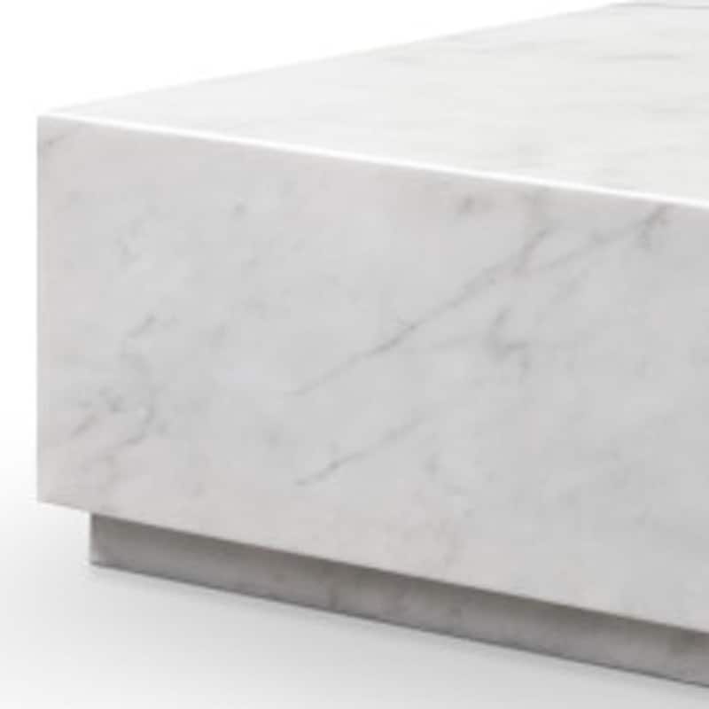 HomeRoots 55" White Genuine Marble Block Coffee Table - 55.00 in. x 15.00 in. x 32.00 in.