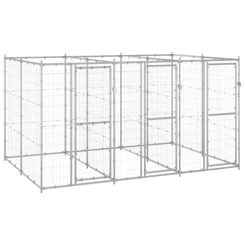 vidaXL Outdoor Dog Pen Pet Crate Kennel Cage Playpen House for Yard Steel