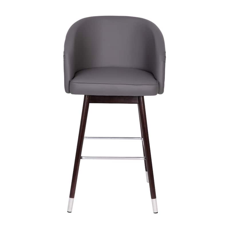 Upholstered Bar Stool with Wooden Legs