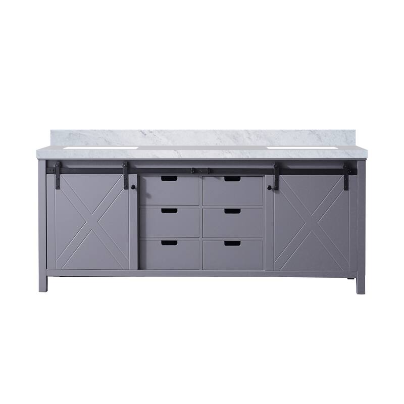 Marsyas Bath Vanity and Carrara Marble Countertop - 80 - Dark Grey