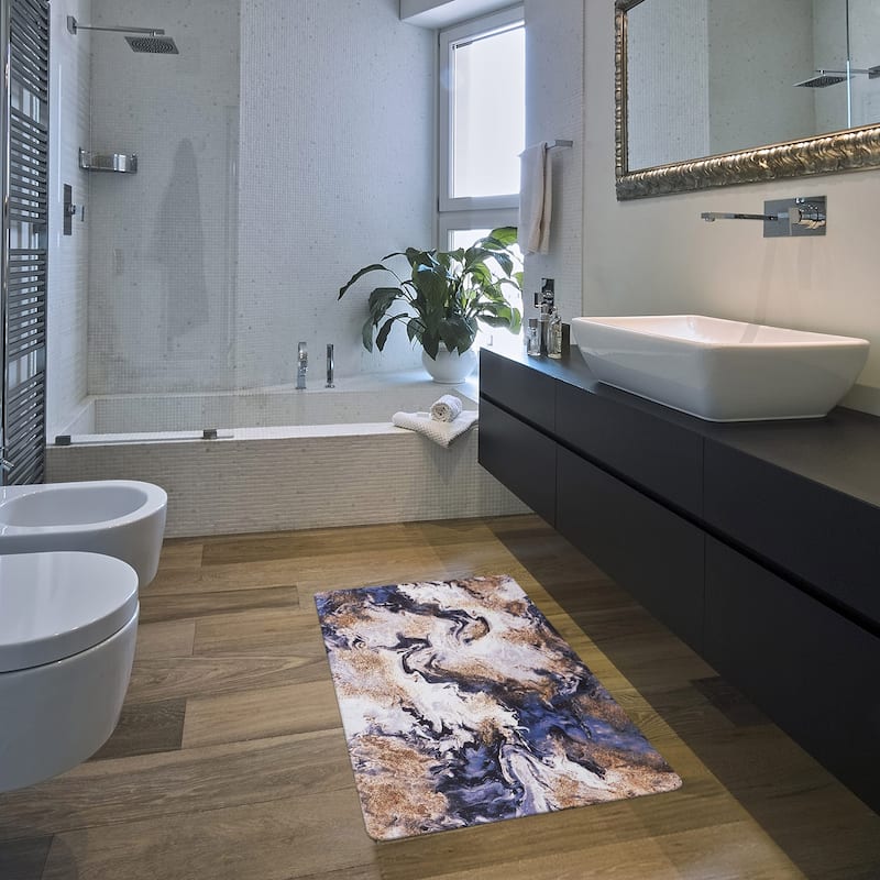 Contemporary Abstract Cushioned Anti Fatigue Standing Kitchen Mat